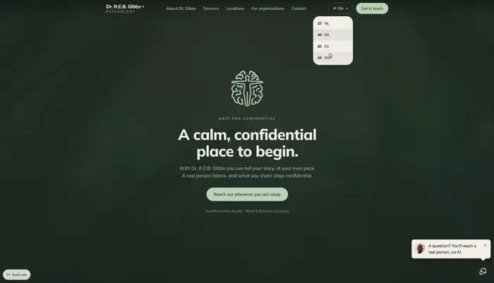 Healthy Minds Aruba website